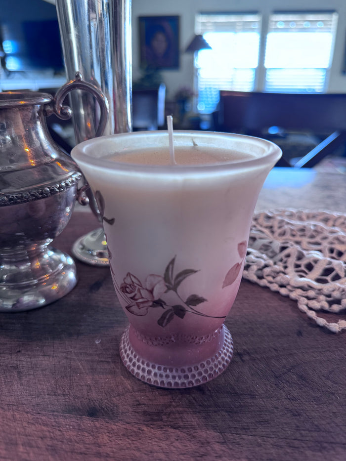 Frosted Floral Candle