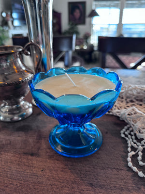 Blue Glass Candle