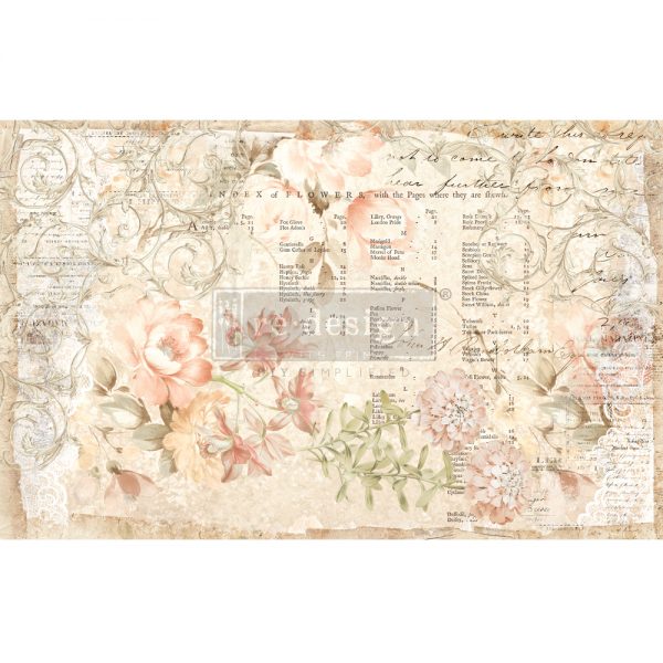 Floral Parchment Decoupage Tissue Paper