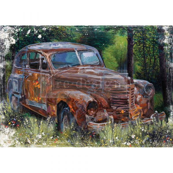 This Rusty Car Decoupage Rice Paper